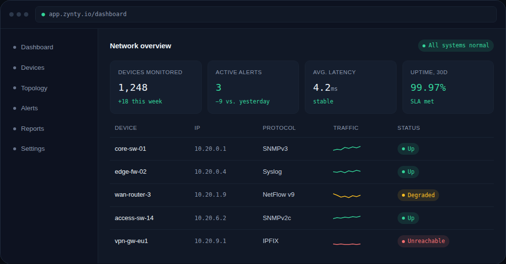Zynty application screenshot