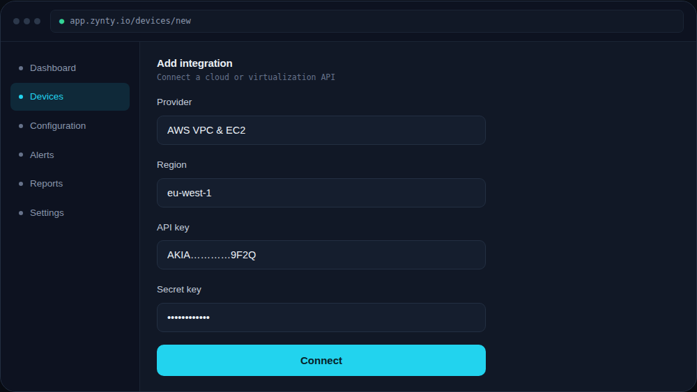 Zynty application screenshot