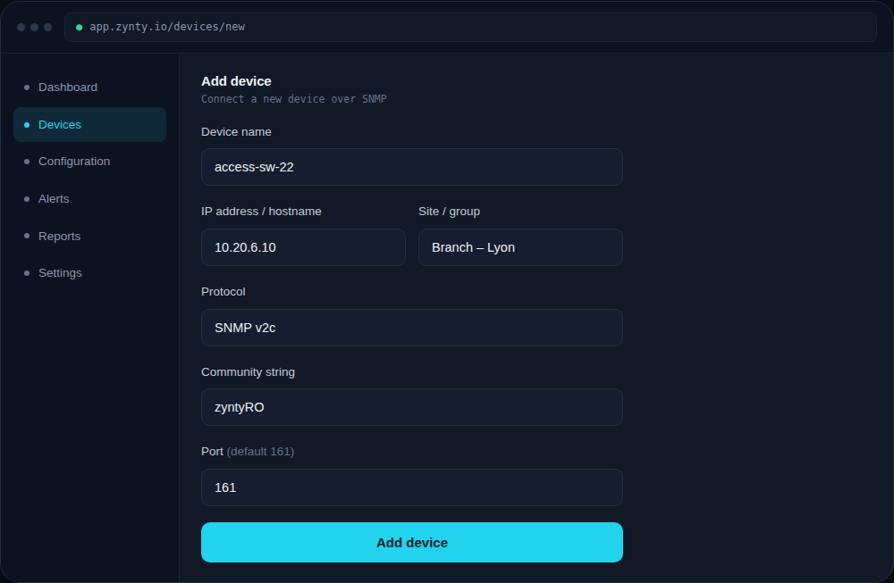 Zynty application screenshot