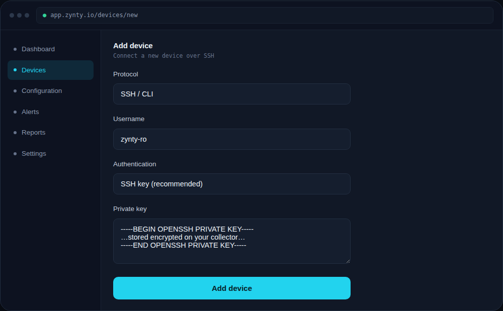 Zynty application screenshot