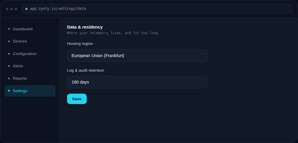 Zynty application screenshot