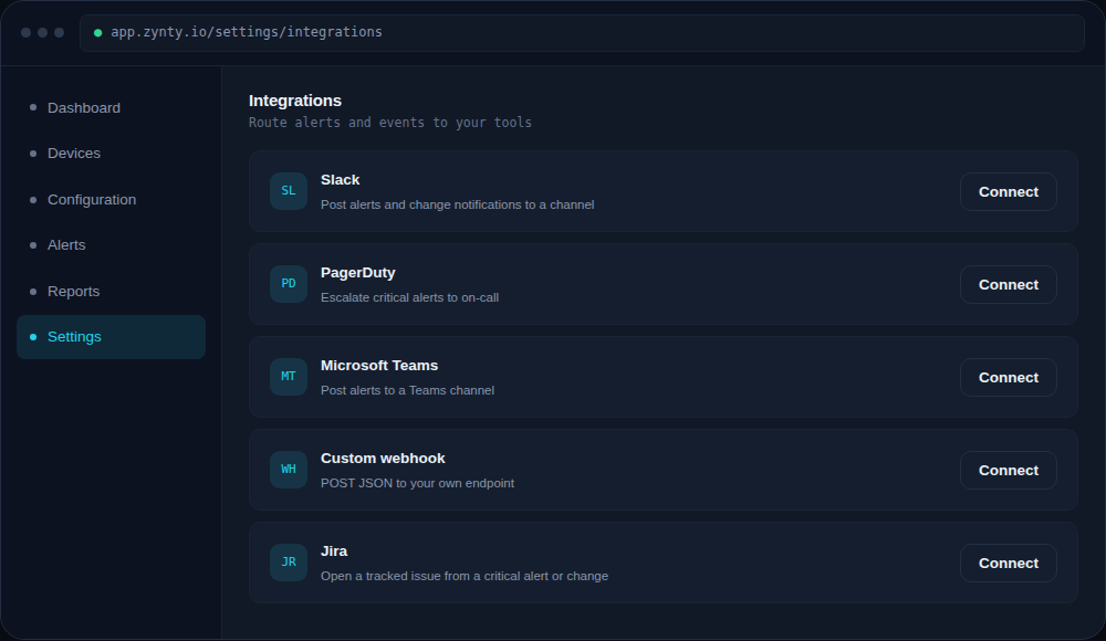 Zynty application screenshot