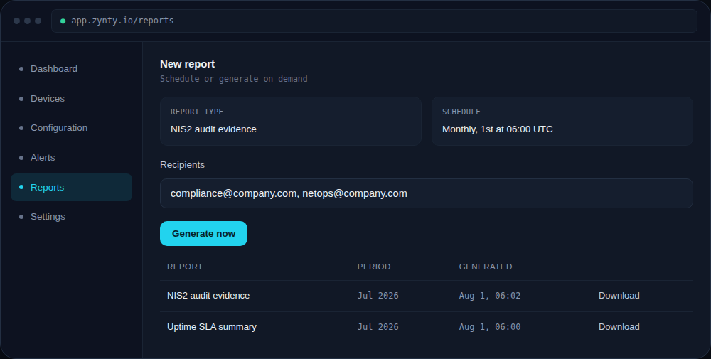 Zynty application screenshot
