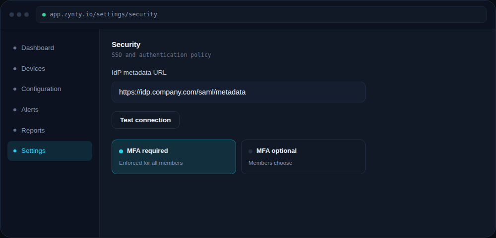 Zynty application screenshot