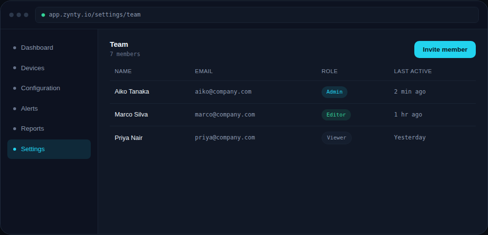 Zynty application screenshot